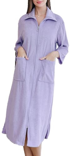 Verve Jelly Vestaglia da Donna in Pile con Cerniera, Vestaglia, Accappatoio in Peluche, Calda, con Cerniera, Poltrona Lounge con Tasche