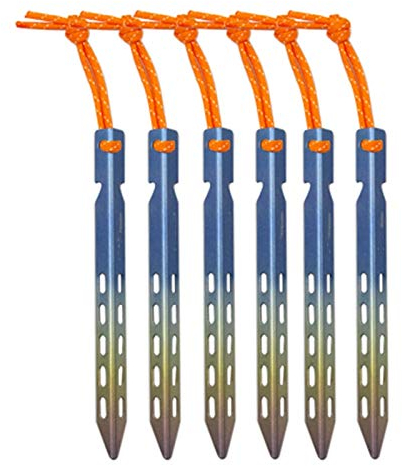 ZGYOZMNG Zeltnägel Titan-Zelthering, 6/10 Stück/Lose, bunt, Titan, V-förmig, Winddicht, für Outdoor-Camping, Zelthering, Nagelhering mit Seil, für festes Zelt im Freien (6 Stück)
