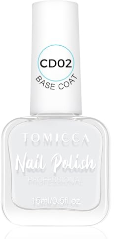 TOMICCA Base Coat Nagellack, 15ml Glänzend Schnelltrocknender Langanhaltender, Milchig Weiß auf Wasserbasis Nagellack für DIY Nail Art Maniküre