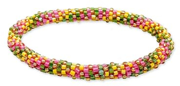 Paloma Bijoux Bracelet népalais véritable tissé à la main - Perles de rocailles et de verres sur fil coton