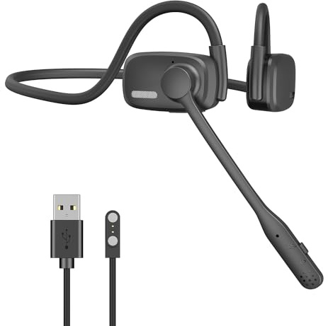 eppfun Open Ear Kopfhörer Bluetooth 5.4, Bluetooth Headset mit Noise-Cancelling Mikrofon, Wireless Headset für Büro, Anrufe, Meeting