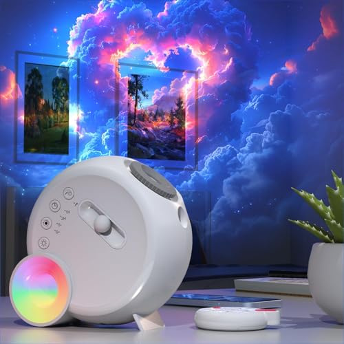 mumisuto Sternenhimmel Projektor, 3D Galaxy Sternenprojektor Lampe Dynamisch LED Galaxy Projektor Light mit Fernbedienung, 6 Arten von bunten Lichtern