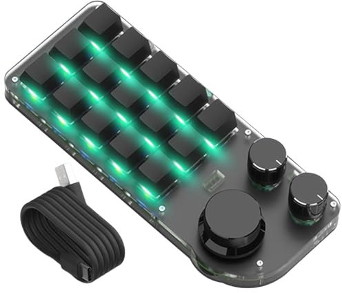 Tastiera macro, tastiera meccanica a 15 tasti, tastiera cablata RGB, sostituibile a caldo programmabile, tastiera con una mano, protegge le dita, modalità wireless per uffici di gioco