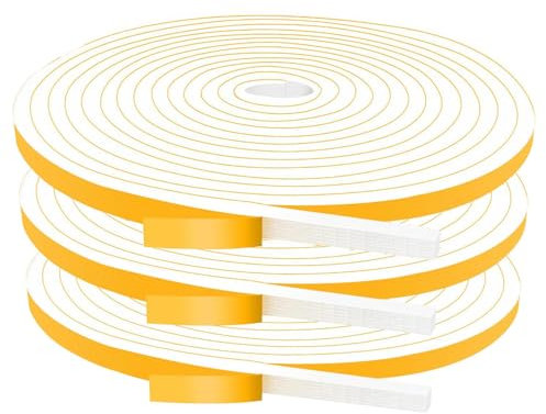 AOOTUERGuarnizione Finestra Adesiva 27m, Guarnizioni Finestre Legno Porta 6x3mm Striscia di Schiuma Isolante Nastro Sigillante per Anti Freddo, Rumore e Collisione