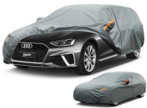 kayme Kombi Robustes Autoabdeckung Wasserdicht Atmungsaktiv, Vollgarage Autoplane für Regen Sonne Schutz Staub, Abdeckplane für A6 Avant, E klasse, T-Modell, 5er Touring usw. (485 bis 505 cm)