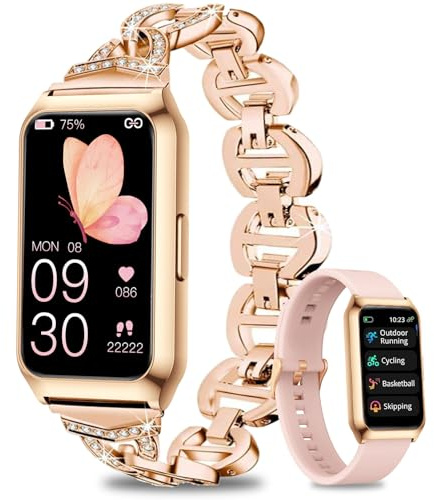 Fitoncloud Fitness Tracker, Smart Watch with Aluminium Case, 7 Days Battery, 24/7 HR/Step/Calories/SpO2 Sleep Monitor, Activity Tracker, IP68 Waterproof Fitness Watches for Women Android&iOS Phone