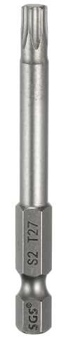 sourcing map Punta per cacciavite a testa Torx T27 da 1/4 di pollice con codolo esagonale da 65 mm di lunghezza, magnetica, senza foro, a prova di manomissione, 6 punti, cacciavite a stella in acciaio