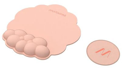 Muitomas, Set Tappetino per Mouse Ergonomico con Poggiapolsi e SottoTazza, Accessori da Scrivania, Colore Peach Fuzz