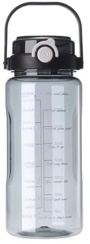 Chereda Borraccia con cannuccia, 1,5 l/2 l, a prova di perdite, con coperchio di chiusura, spazzola facile da pulire, durevole per palestra, scuola, ciclismo (2 L)