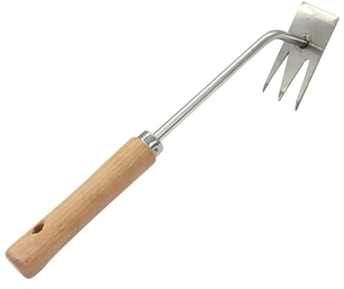 SUPVOX Diserbatrice Manuale in Acciaio Inox con Manico in Legno Leggero, Utensile Estrattore Multifunzione per Rimozione Erbacce Ostinate, Adatta per Aree Verdi Domestiche e Prati