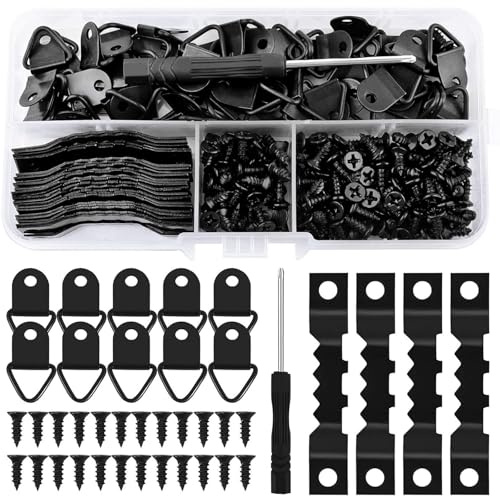 iPobie 251 Piezas Cuelga Colgador,Set de Ganchos y Colgadores para Cuadros,Colgar Cuadros Fija,para Colgar,Arte,Espejos,Relojes,Pinturas,Negro