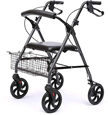 OWOHYG Andador, Andador con 4 Ruedas, Andador para Personas Mayores y discapacitadas, Andador Plegable, Frenos en Las manijas, Ayuda para Caminar, Altura Ajustable, Respaldo, Asiento Es Tan Amable de