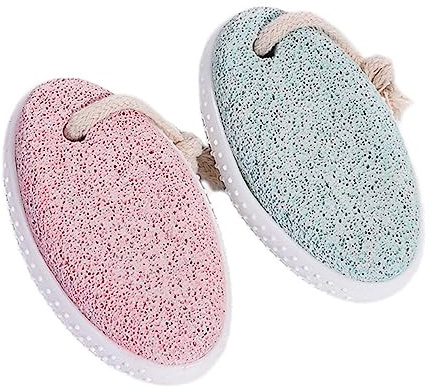 HONMEET 2 Piezas Pómez Natural para Pies y Manos con Cuerda Colgante Exfoliante de Muerta Eliminador de Durezas y Callosidades Paquete de Unidades Colores Rosa y Verde Cuidado Profesional