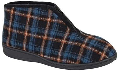 Sleepers Mens Travis Thermal Zip Fastening Bootee Slippers/Ankle Slippers/Boot Slippers Navy Blue 9 UK