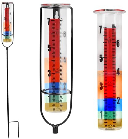 Pluviomètre Extérieur Jardin, 73,5 cm Pluviomètres en Verre avec Échelle Claire, Tube de Jauge de Pluie Détachable, Outil de Mesure de Pluie Élégant et Pratique pour Jardin, Pelouse, Terrasse