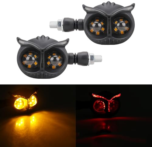 APEBAZY 2 Stück Motorrad-Blinker im Eulen-Design LED-Blinker 12 V Tagfahrlicht (Gelb und Rot)