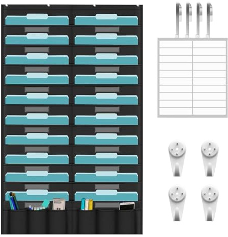 yakermur Dokumentenhalter zur Wandmontage | Aufbewahrungstafel, 20 Taschen, platzsparend, Papier-Organizer, Wandhalter – für Schule, Klassenzimmer, Tür, Eingang, Schlafsaal Wohnung