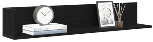 Frdhee Zimmer Deko Schwebendes Regal,Wandregale 2 STK. Schwarz 100x16,5x16,5 cm Holzwerkstoff,Wandboard für Bilderrahmen und Dekorationen