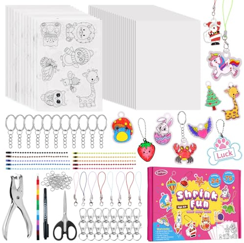 Funtopia 201Pzas Kit De Manualidades, Plástico Mágico Para Hacer Llaveros