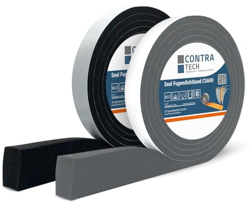 Selftech Seal Fugendichtband CS600 BG1 - expandierend, einseitig selbstklebendes Kompriband - Quellband Fensterdichtband/Dichtungsband in Profiqualität (grau, 35mm x 20-35mm x 4,7m)