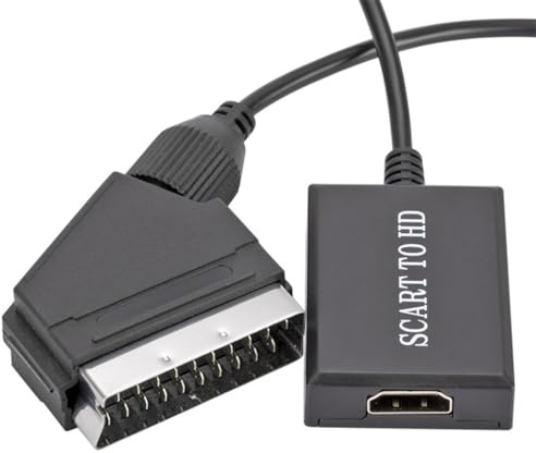 1080P PAL/NTSC Switchable HDMI to SCART Adapter, with USB Power Cable for Old CRT TV VHS