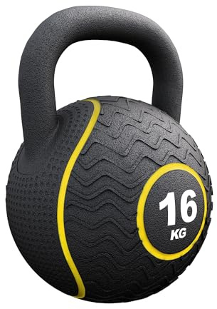 GORILLA SPORTS® Kettlebell Gummi 4–20 kg, Eisensandkern, Gummiummantelung | Ergonomischer, gummierter Stahlgriff; farbkodiert und für Kraft-, Cardio- und Functional-Training geeignet