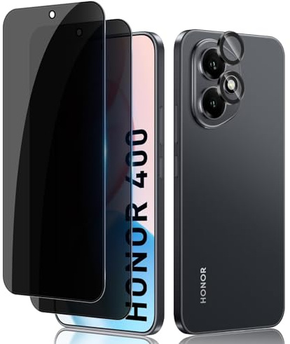 Lutree Privacy Vetro Temperato per Honor 400, 2+1 Pezzi Pellicola Protettiva + Pellicola Fotocamera Lenti, Anti-Graffio Durezza 9H Senza Bolle Anti-Spy Protezione Schermo