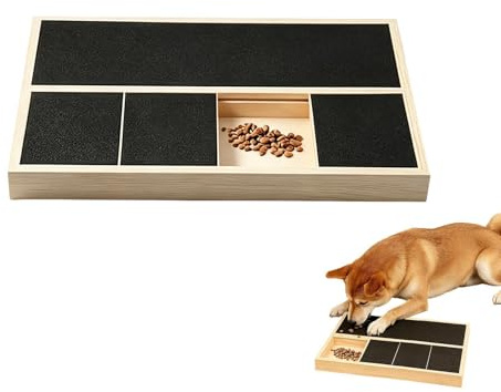 Grattatoio Unghie Cani - Raschietto Toelettatura in Legno con Carta Vetrata,Tavola da grattare cani con scatola snack integrata | Taglie Piccole Medie Grandi Arricchimento Angolo Porta Pavimento