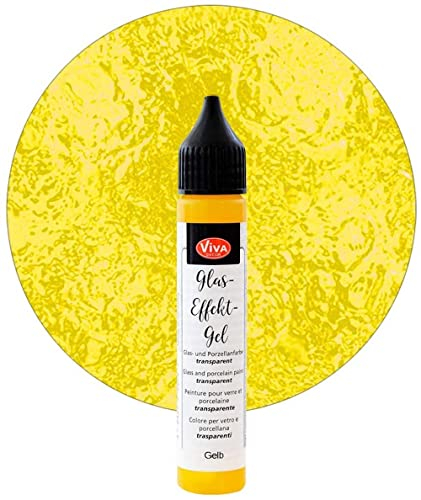 Viva Decor Glas-Effekt-Gel (Gelb, 28 ml) Glass Pen - Porzellanstifte - Farbe für Glas - Keramik Farbe - Glass Color - Glasmalfarbe wasserfest/spülfest