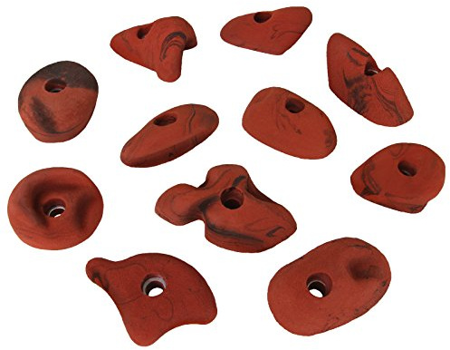 ALPIDEX 11 Klettergriffe | Griffe Größe L, M | Klettersteine | Klettergriffset | Verschiedene Ausformungen Farben - Farbe:rot-meliert