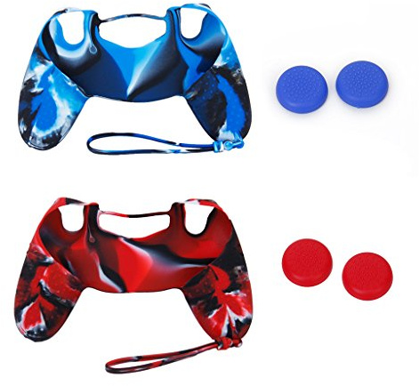 Sales La 2 x CUSTODIA IN SILICONE + 2 paia di ricambio Joystick thumbstick Tappi per PlayStation 4 PS4 controller