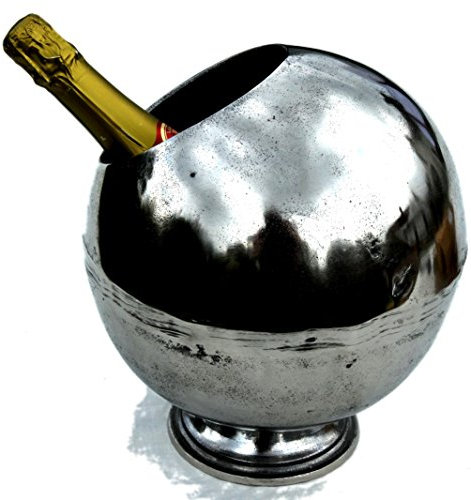 Large Heavyweight Distressed Metal ice Ball Bucket - Shabby Chic Vintage Style