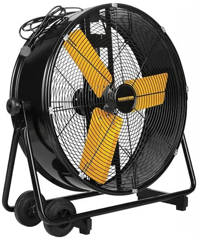 Master 24 Inch Industrial High Velocity Barrel Fan - Direct Drive, All-Metal Construction with Steel-Coated Safety Grill, 2 Speed Settings, Tiltable (MAC-24DCT)