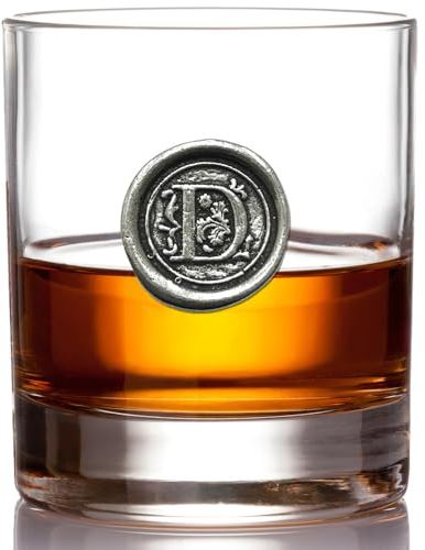 English Pewter Company 11oz Whisky Glass Tumbler with Monogram Initial - Personalised Gift with Your Choice of Initial (D) [MON104]