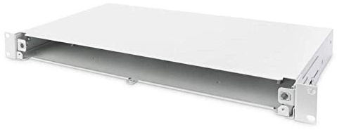 DIGITUS LWL Spleißbox - Glasfaser Patch-Panel - 19-Zoll 1HE - Unbestückt & Ohne Blende - Grau