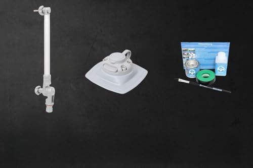 Set: Fasten Geberstange (300mm) + Halterung [PVC Basis] (110x110 mm) + Kleber, Farben:grau/alu-silber