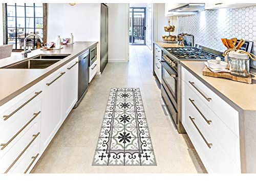 Teppich Mosaik Zimmer, PVC | verschiedene Größen | Teppich PVC | Vinylboden | Dekoration für Zuhause | Boden Sintasol | Bodenschutz | 200x300cm Grau/Grün