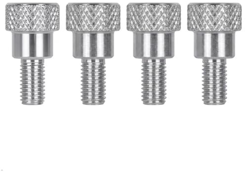 PrecisionGeek® Aluminium Rändelschrauben mit Bund, CNC gefräste eloxierte Flachkopfschrauben für Elektronik, Maschinenbau und DIY (M5 x 10mm | Ø10mm Kopf | Aluminium Natur | 4er-Pack)