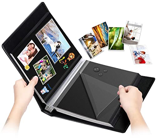 ZHIJING 1DOT2 Selbstklebendes Fotoalbum mit Folie, 10 x 15, Leder, 60 schwarze Seiten, wasserfest, DIY-Fotobuch zum Einkleben, Scrapbooking, für Hochzeit, Familie, Geburtstag, Reisen, 28 x 25,5 Schwar