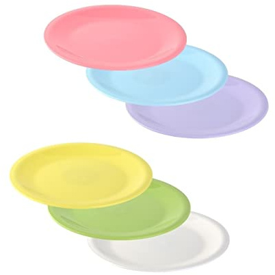 Set di 6 piatti da dessert colorati per bambini, piatti da dolce, piatti in plastica, colorati, impilabili, piccoli, colorati, senza BPA