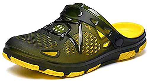 Mens Clogs Lightweight Garden Sandals Breathable Clogs for Men Summer Slippers Casual Mules Outdoor Pool Beach Yard Yellow Size UK 10