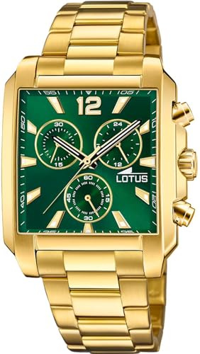 LOTUS Reloj Hombre Analógico de Acero Inoxidable 316l Dorado | Movimiento de Cuarzo, Cronógrafo, Cristal Mineral de Alta Resistencia, Resistente al Agua 5 ATM 18853/3 Special Prices