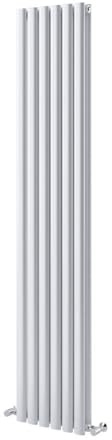 Go Bathrooms Vertical Radiator 1500 x 350mm White Oval Double Column Panel Central Heating Bathroom White Vertical Kitchen Radiator