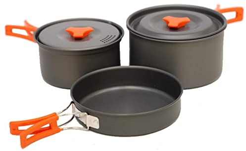 Vango Hard Anodised Camping Cook Set – Lightweight Backpacking Cookware Kit with Non-Stick Pots, Nesting Design & Carry Bag – for Trekking Hiking Fishing Picnic