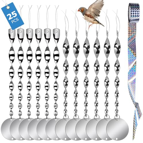 12 Pièces Anti Oiseaux 30cm avec Bande Répulsive Oiseaux 50m, Réfléchissantes Epouvantail Repulsif Pigeon pour Balconet Jardin Insectes, Anti-Pigeon Respectueux des Animaux