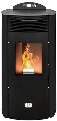 STUFE A PELLET ITALIA Siberia Aria New 15 KW WiFi - Estufa de aire ventilada, calienta 140 m², eficiencia 92 %, autonomía 30 h, programable, 5 velocidades y potencias, color negro