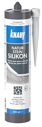 Knauf Silicone in pietra naturale – ad alte prestazioni pietra silicone per sigillatura, ideale per la stuccatura di marmo e granito, 300 ml, trasparente