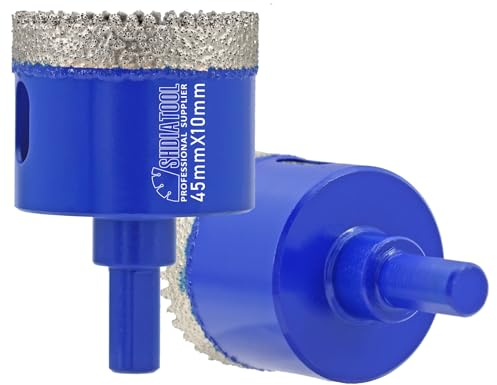 SHDIATOOL Diamond Drill Core Bits,45mm Core Hole Saw Cutter, Triangle Shank Drilling Bits for Porcelain Tile Marble Ceramic Granite on Drill Machine, 2pcs