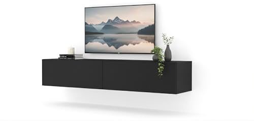 Homlando Lowboard TV Schrank, Hängender Schrank, Modernes TV Board Sideboard für Wohnzimmer, TV Board, Hängender Fernsehschrank, Bingo 160x40x30 cm Schwarz Matt