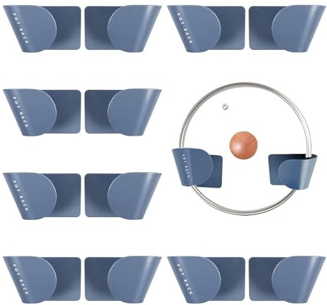 Lunyloer Topfdeckelhalter Deckelhalter Wand, 6 Paare Selbstklebender Deckelhalter Selbstklebend Halterungen-Set Pfannendeckel Halterung Wandmontage für Hause Küche Schranktür Grün